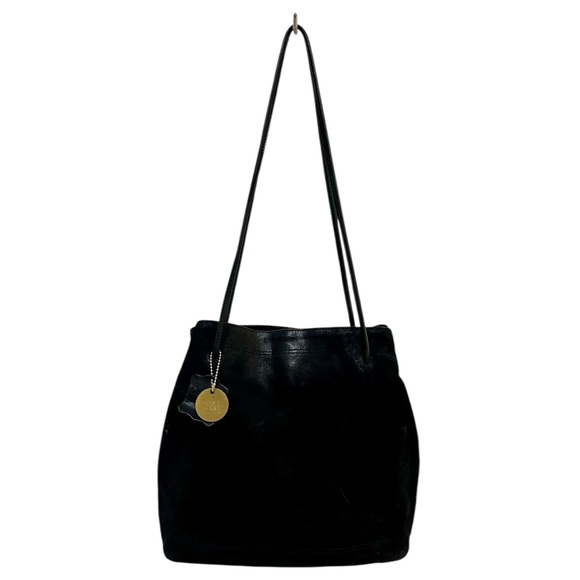 VINTAGE Nine West Distressed Black Suede Leather Shoulder Bag Genuine Leather - Picture 1 of 12